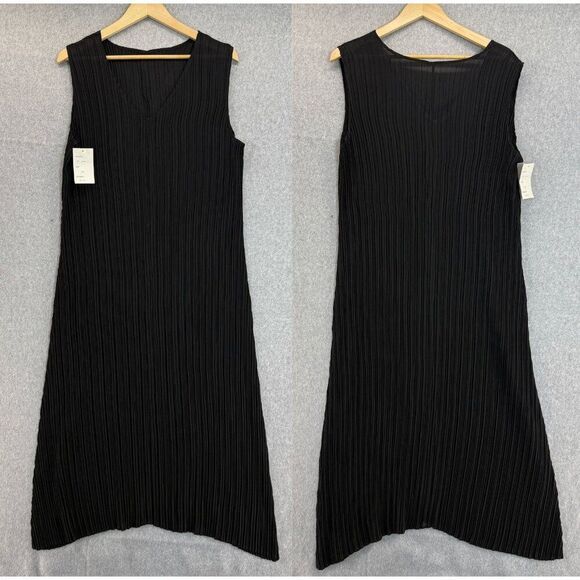 Dilemma Dhun Shroff‎ Small / Medium Sleeveless Black Pleated Dress Crinkle Tank - Picture 1 of 15
